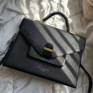 Ted Baker London Black Leather Satchel Bag